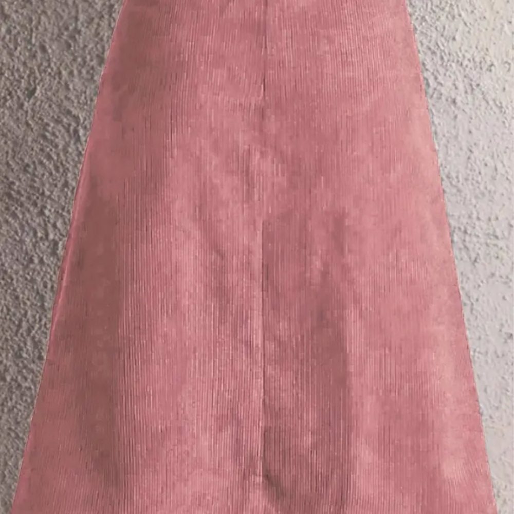 Elegant Pink Ribbed A-line Skirt